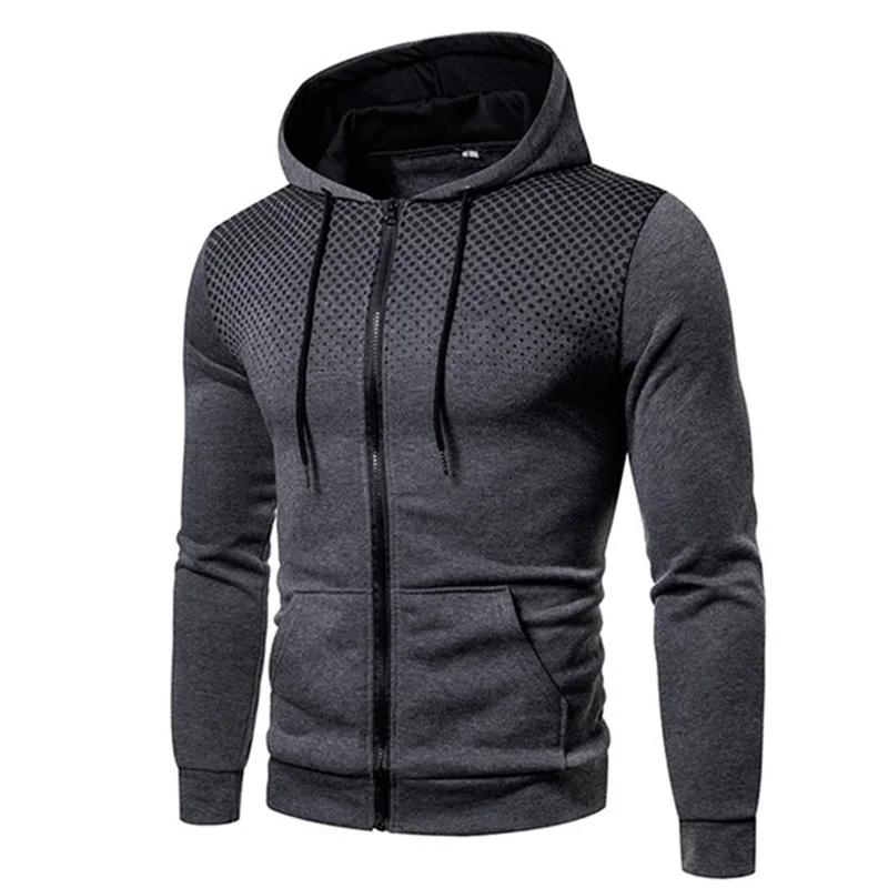 Sweat à capuche zippé pour hommes poche à pois imprimé sweat à capuche Sport extérieur décontracté c