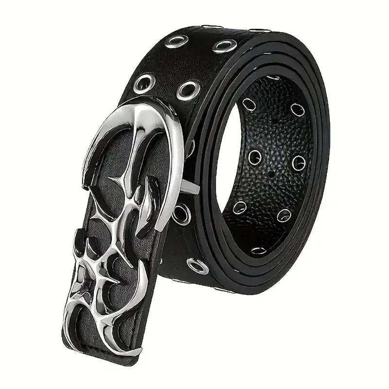 Ceinture Punk en cuir PU ajouré Y2K pour hommes et femmes, accessoire tendance pour cadeaux, ceintur