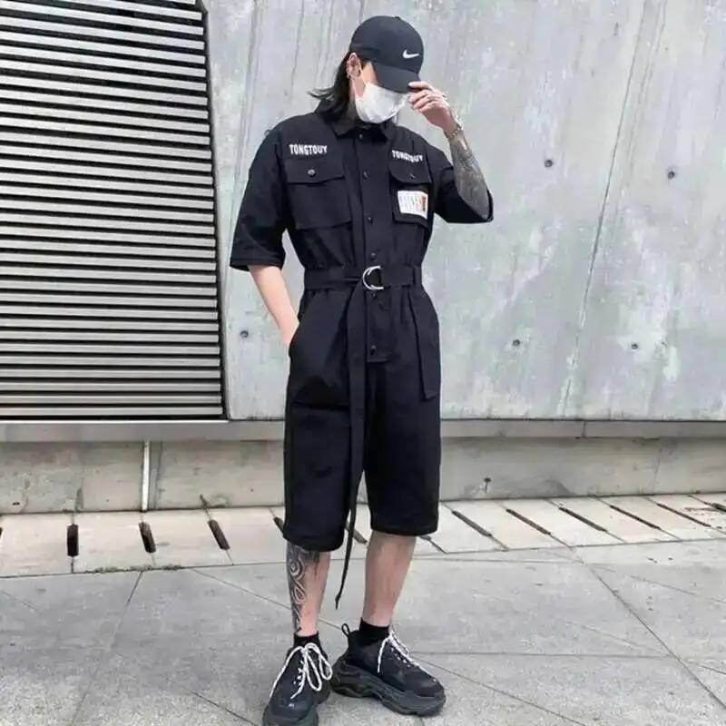 HKSH-Combinaison pantalon safari pour hommes, nouvelle marée, mode automne et été, poignées amovible
