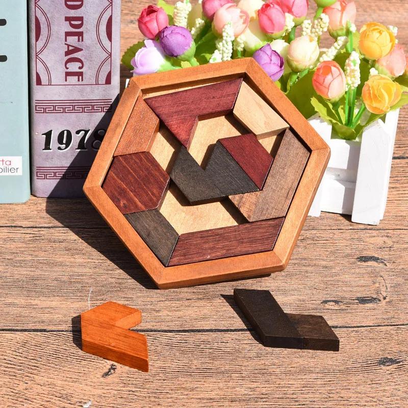 Planche de puzzle en bois de forme géométrique, casse-tête pour enfants, jouets éducatifs en bois No