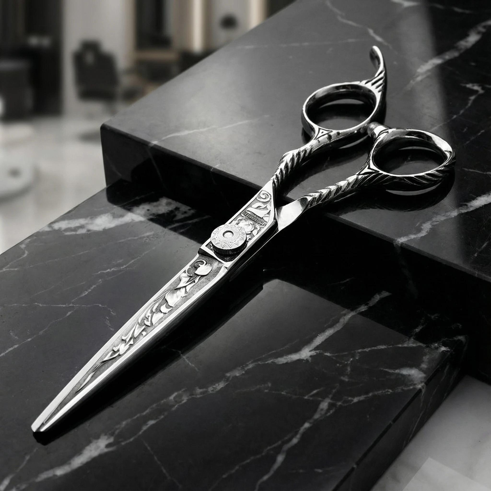 Ciseaux de coiffure professionnels FnLune de 6 pouces en acier inoxydable, ciseaux de coupe de cheve