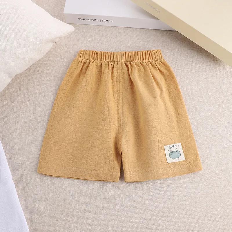 Short d'été en coton et lin de style coréen pour enfants, pantalons courts mignons pour tout-petits,