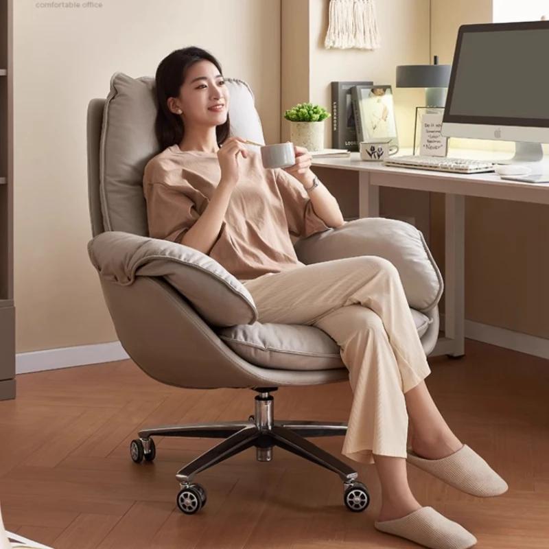 Roues nordiques chaise De bureau accoudoir réglable étude chaise Portable en cuir confortable exécut