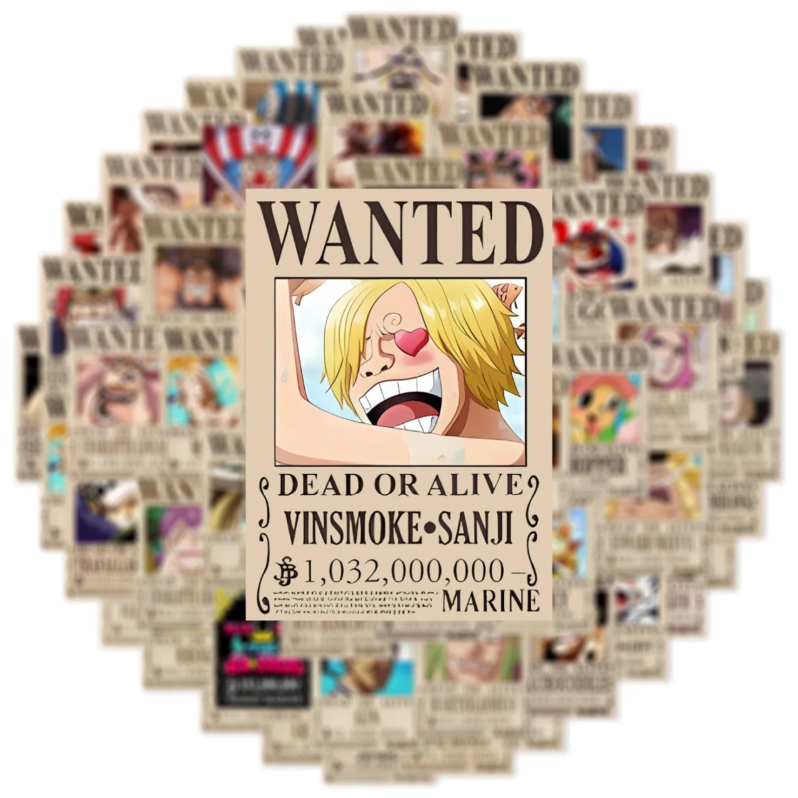 50 pièces Anime une pièce recherché affiches autocollants Cool Graffiti décalcomanies bricolage télé