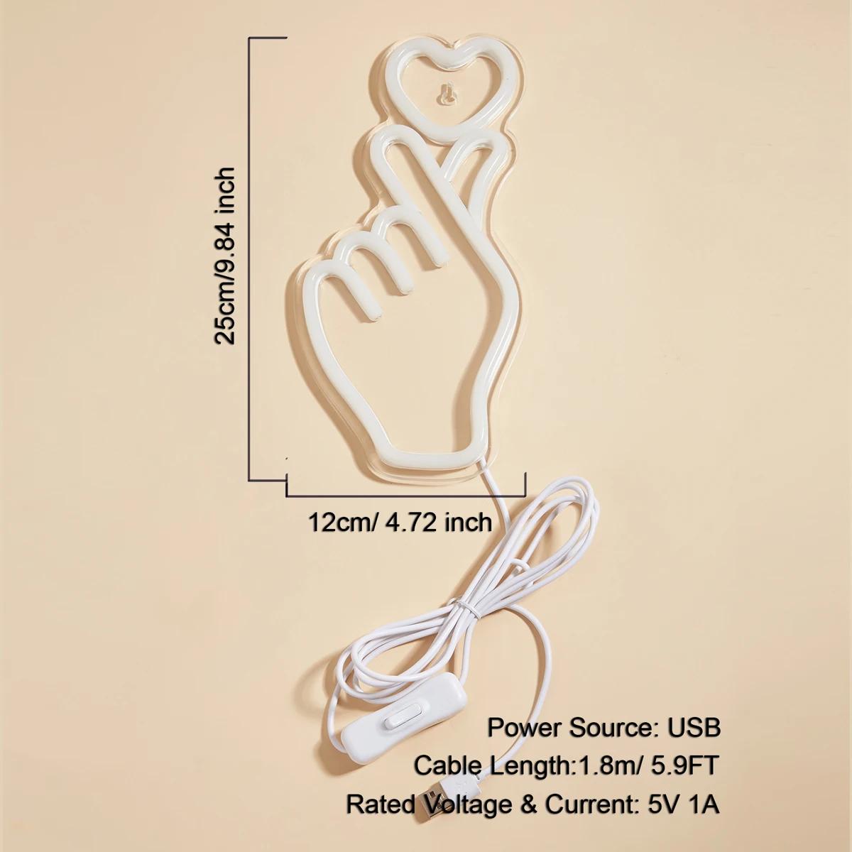 Chi-buy LED néon main + coeur USB alimenté enseignes au néon veilleuse 3D mur Art & salle de jeu cha