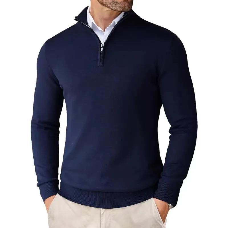 Pulls d'automne à fermeture éclair pour hommes, coupe cintrée, légers, à col montant, pour l'extérie