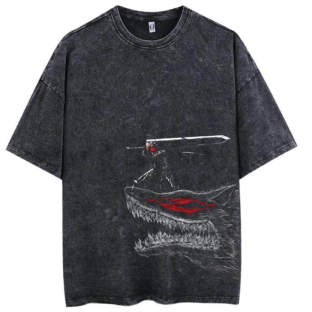 Hip Hop hommes Streetwear T-Shirt rétro Vintage lavé Anime graphique T-Shirt hommes Harajuku coton d