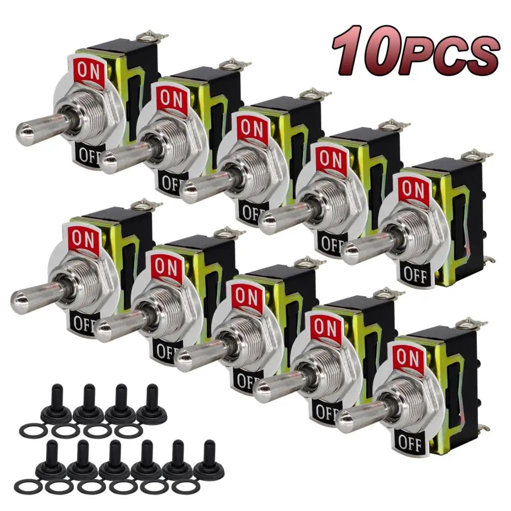 10 pièces interrupteur à bascule 15A 250V ON/OFF SPST 2Pin robuste voiture bateau avec capuchon de c