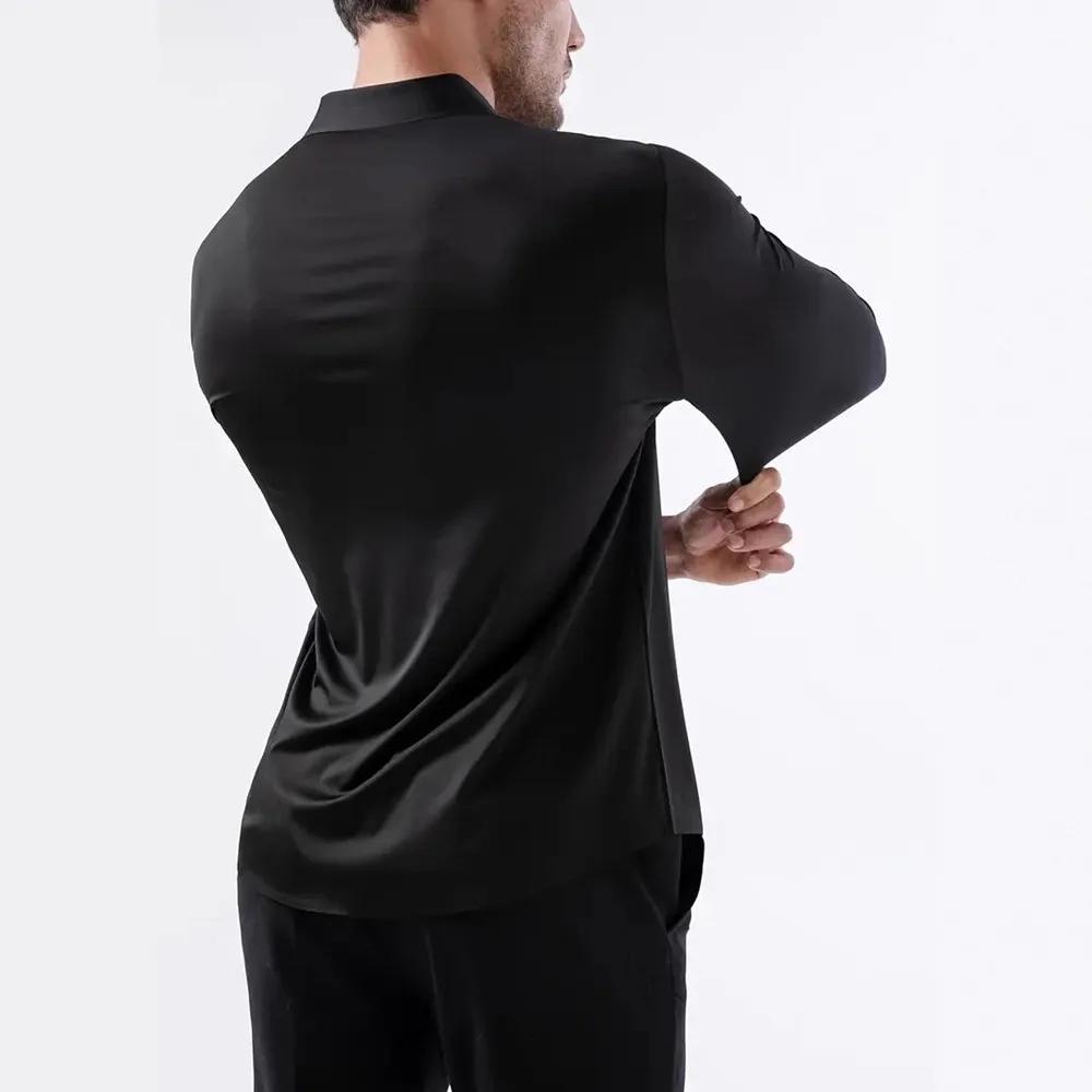 Chemise unie à manches longues pour hommes, nouveau Design, automne, haute élasticité, décontractée,