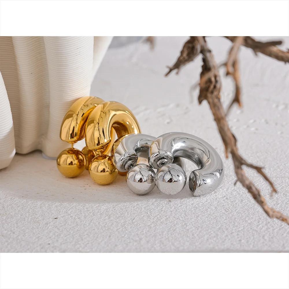 Yhpup – boucles d'oreilles rondes en forme de C en acier inoxydable, épaisses et inhabituelles, bijo