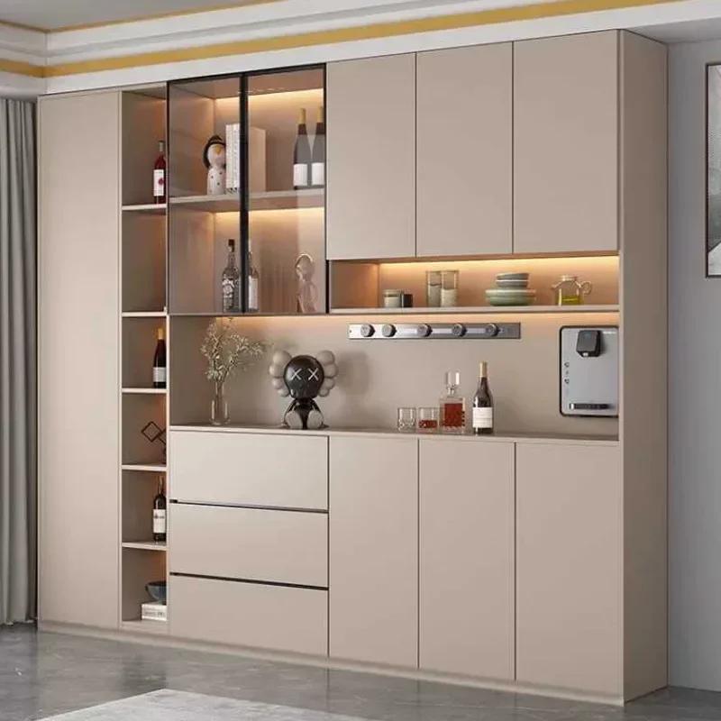 Buffet autoportant avec portes en verre et portes de proximité, grande armoire de cuisine moderne, b