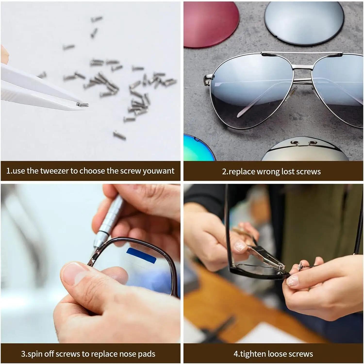 Kit d'outils de réparation de lunettes, 18 Types en 1, boîte, comprend vis, écrous, rondelle, capuch