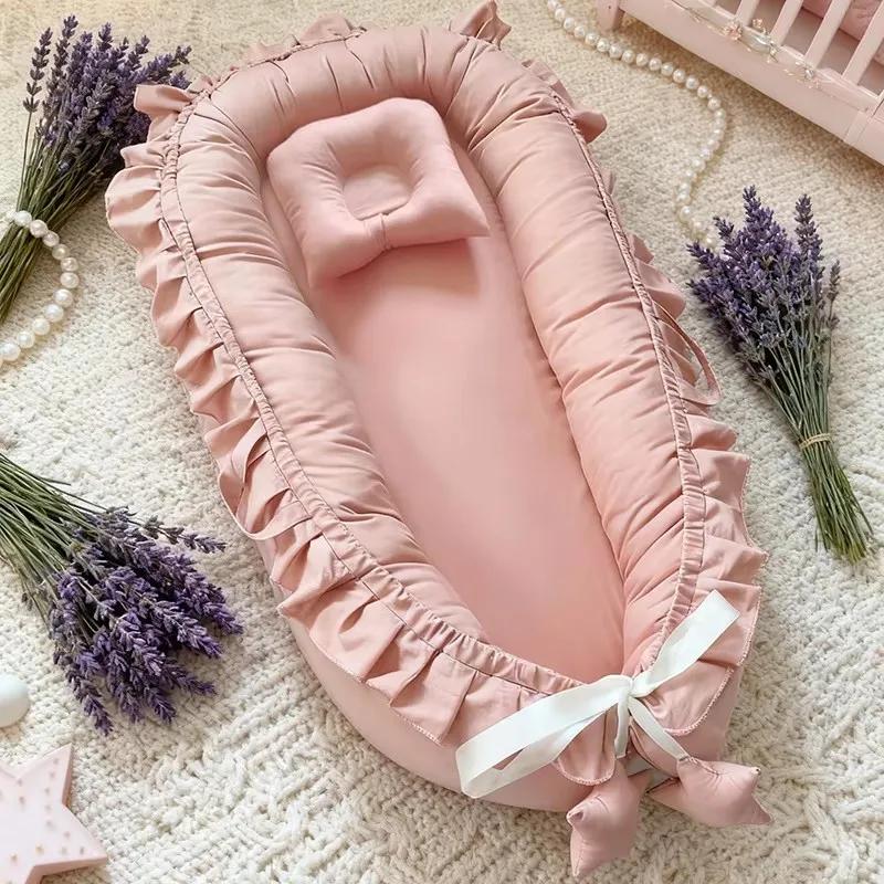 Nid de lit en coton pour nouveau-né, couffin à volants, lit de voyage, chaise longue Portable, berce