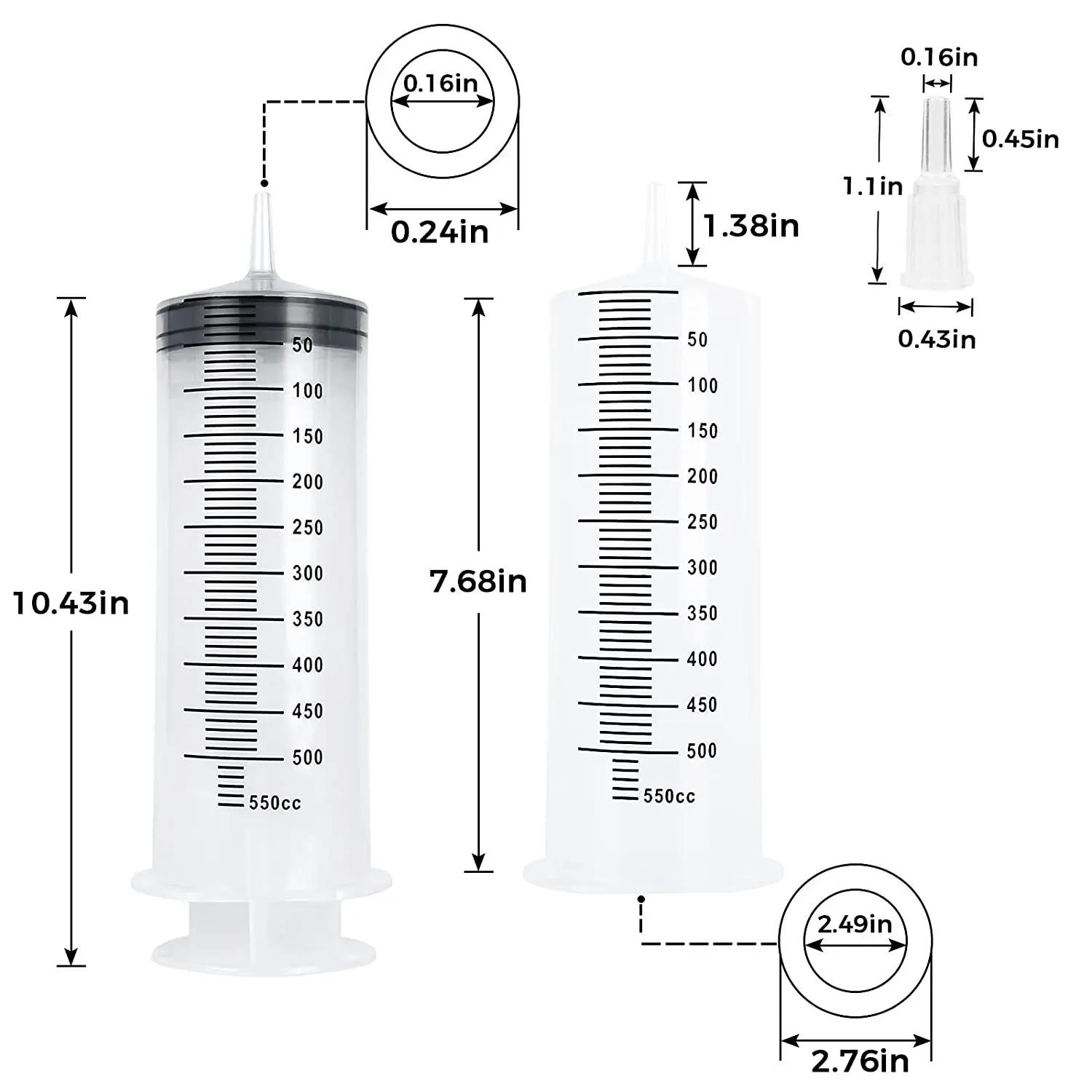 Seringues de grande capacité 50ml/100ml/150ml/200ml/250ml/350ml/550ml avec tuyau de 1M, pompe d'inje