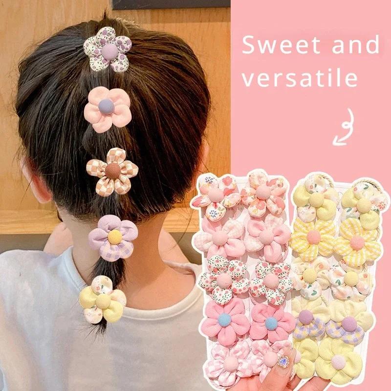 10 pièces/ensemble fleur élastique cheveux cravates belle Boutique grande fleur bandes de caoutchouc