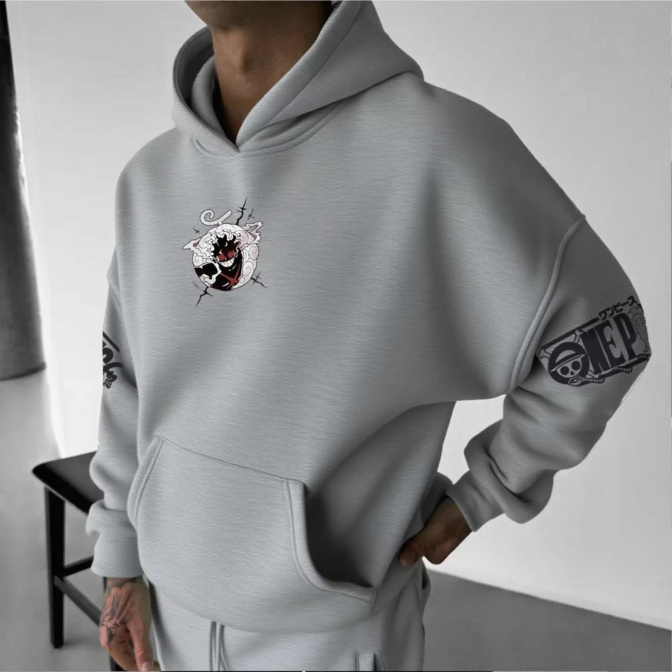 Sweat-shirt à capuche Anime pour hommes et femmes, One Piece Luffy Gear 5 Nika, streetwear décontrac