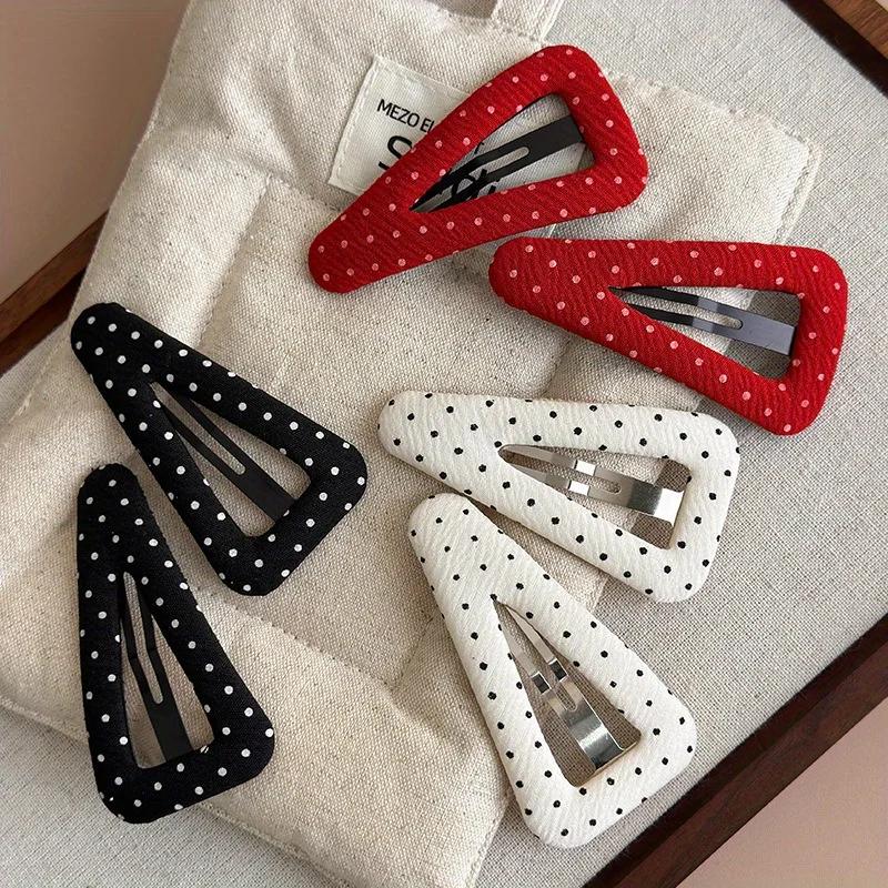 Pince à cheveux triangulaire à pois pour filles, nouveaux accessoires de cheveux en tissu pour frang