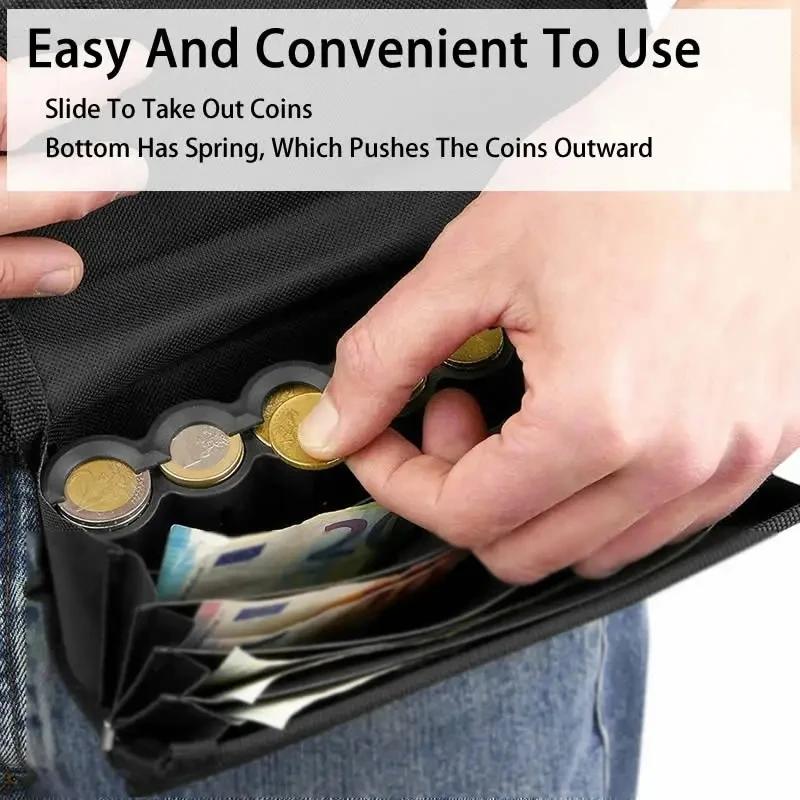 Créatif Portable stockage de pièces de monnaie Multi poches Euro portefeuille taille sac 8 fentes Eu