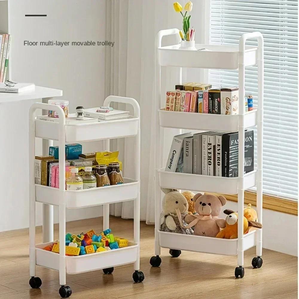 Chariot de rangement roulant à 3/4 niveaux, organisateur de cuisine domestique, organisateurs mobile