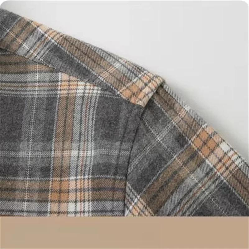 Chemise à carreaux 100% coton pour homme, veste décontractée à carreaux, coton à fibres longues bros