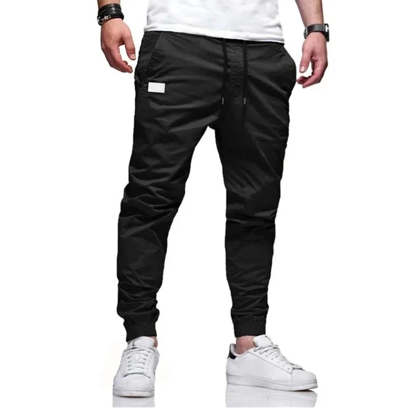 Nouveau printemps automne mince hommes pantalons sport Joggers pantalon hommes couleur unie pantalon