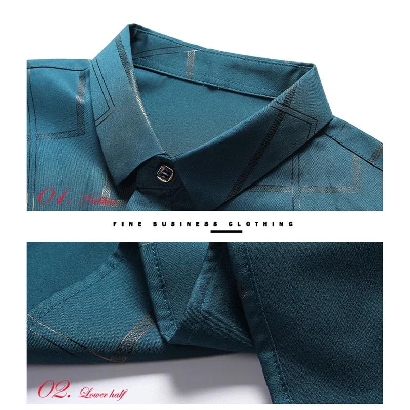 Chemise imprimée à manches longues pour hommes, haut d'affaires décontracté et à la mode, sans repas