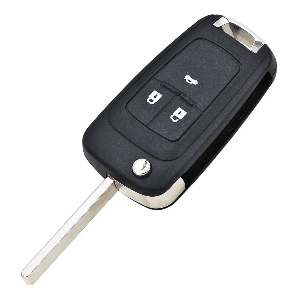 Coque de clé pliante à 3 boutons, 10 pièces/lot, pour Chevrolet Aveo Cruze, lame non coupée
