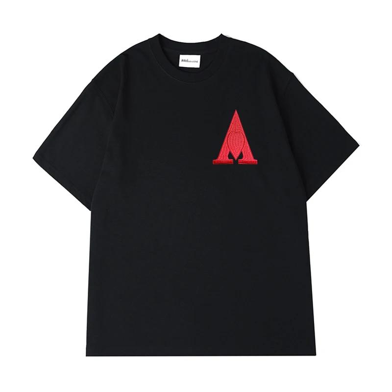 AMI AMORING nouveau en forme de coeur une broderie décontracté coton coupe ample hommes et femmes ha
