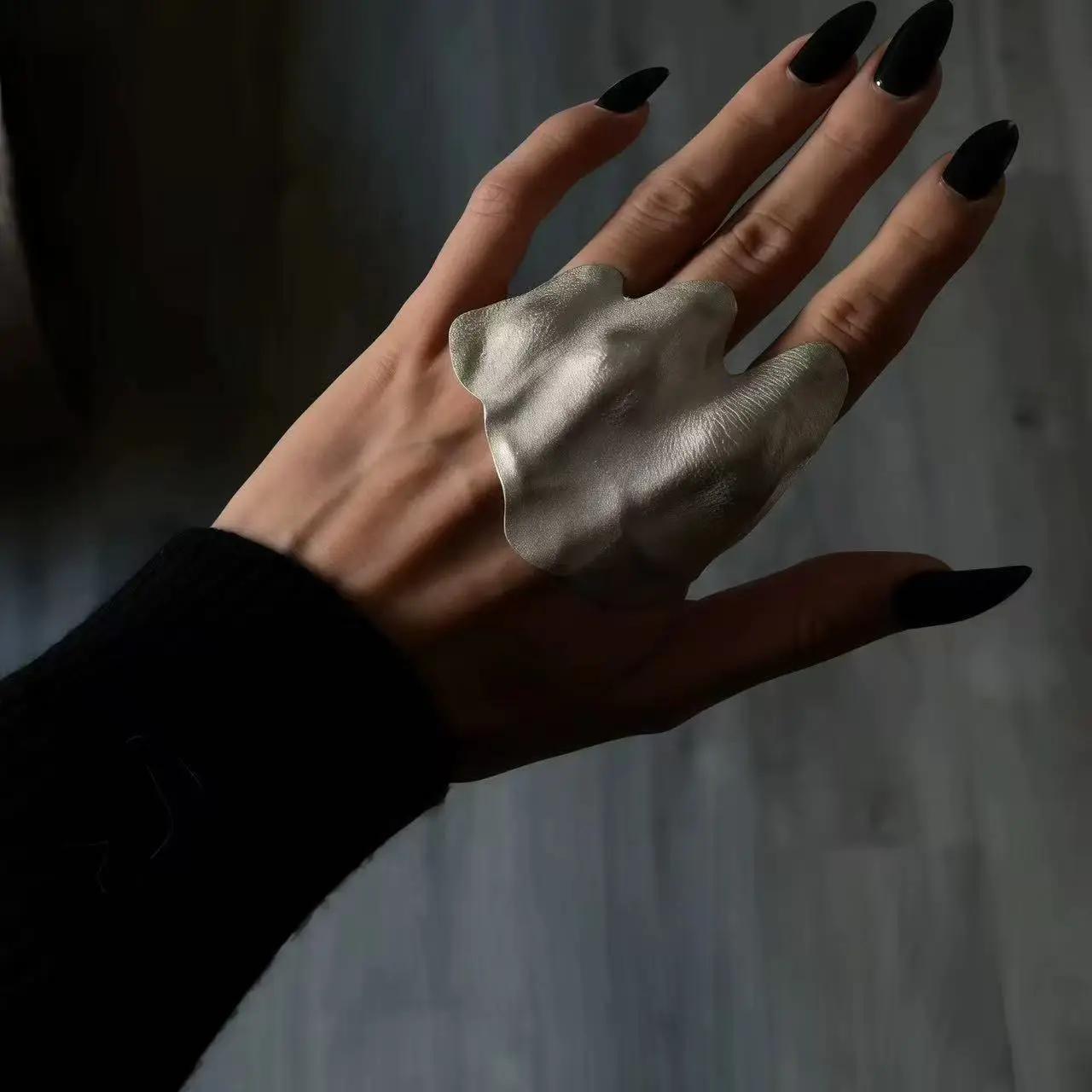 Bague d'articulation plissée irrégulière artistique, Design de Niche minimaliste, bague Unique exqui