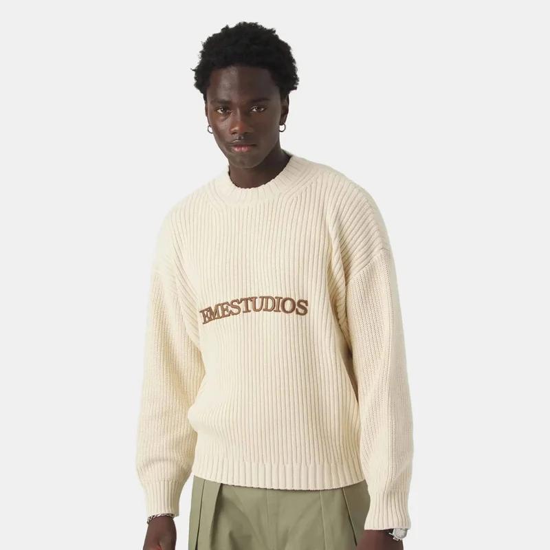 Pull à col rond Eme Letter Y2k Street pour hommes et femmes, pull ample décontracté rétro en tricot,