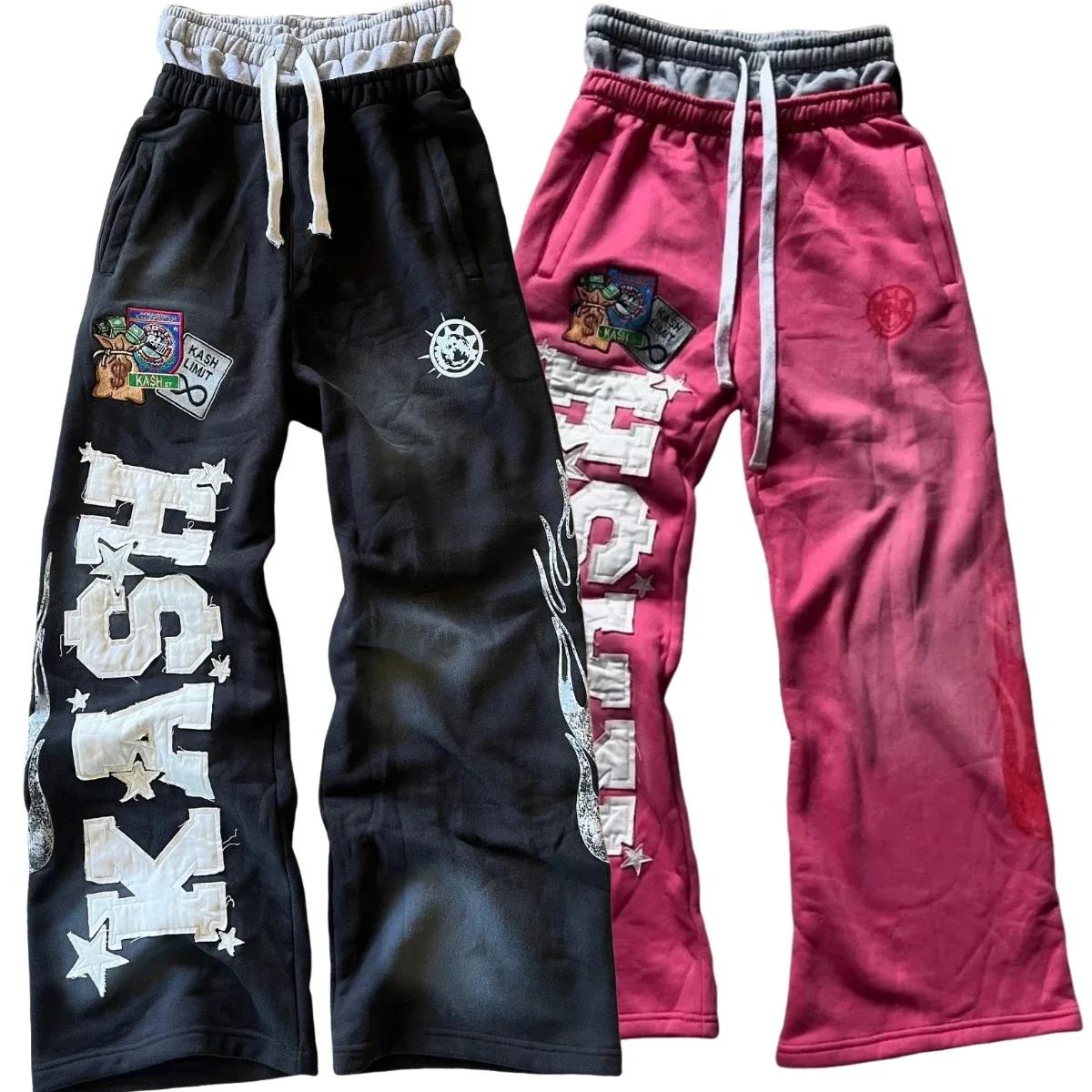 Pantalon de survêtement américain Y2K pour hommes, Baggy, Patch de lettres, rétro, Double couche, De