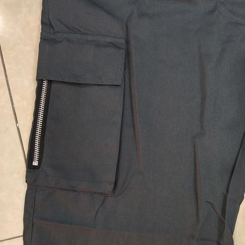 Pantalon cargo en polyester tissé pour homme, multi-poches, coupe droite, taille à cordon, vêtements