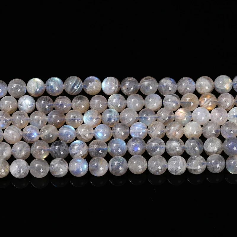 Pierre de lune grise naturelle 3A, Labradorite brillante, pierres précieuses fines 4 6 8 10mm pour l