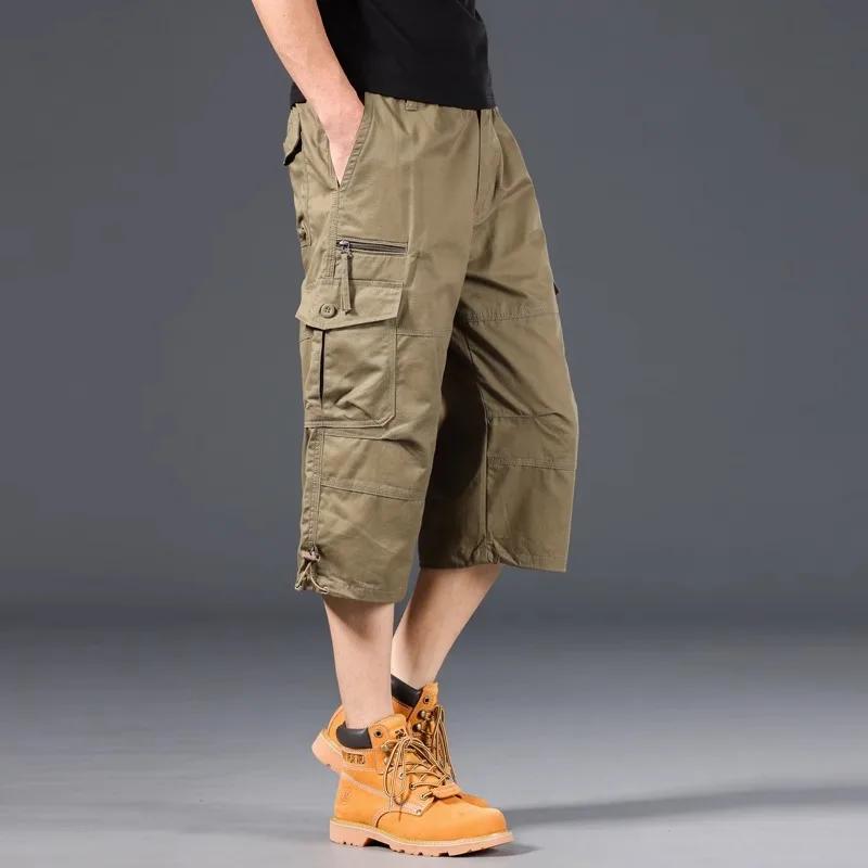 Short Cargo d'été pour hommes, ample, décontracté, sous le genou, taille élastique, grande taille, J