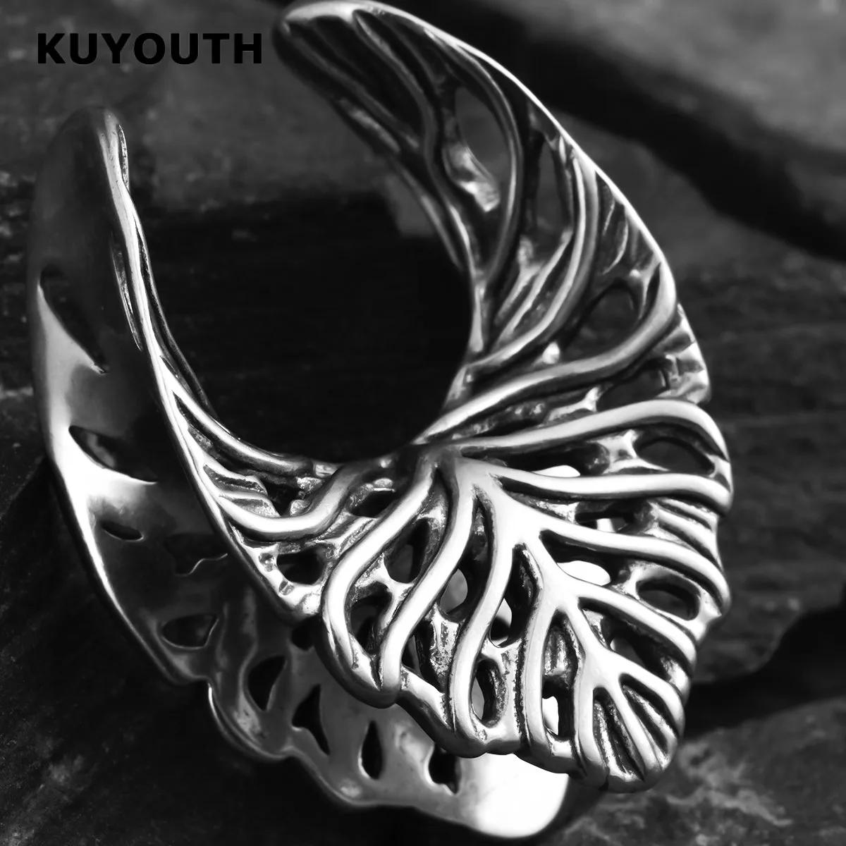 ​ KUYOUTH Tunnels d'oreille, dilatateurs creux et écarteurs en forme de nervures de feuille, bijoux 