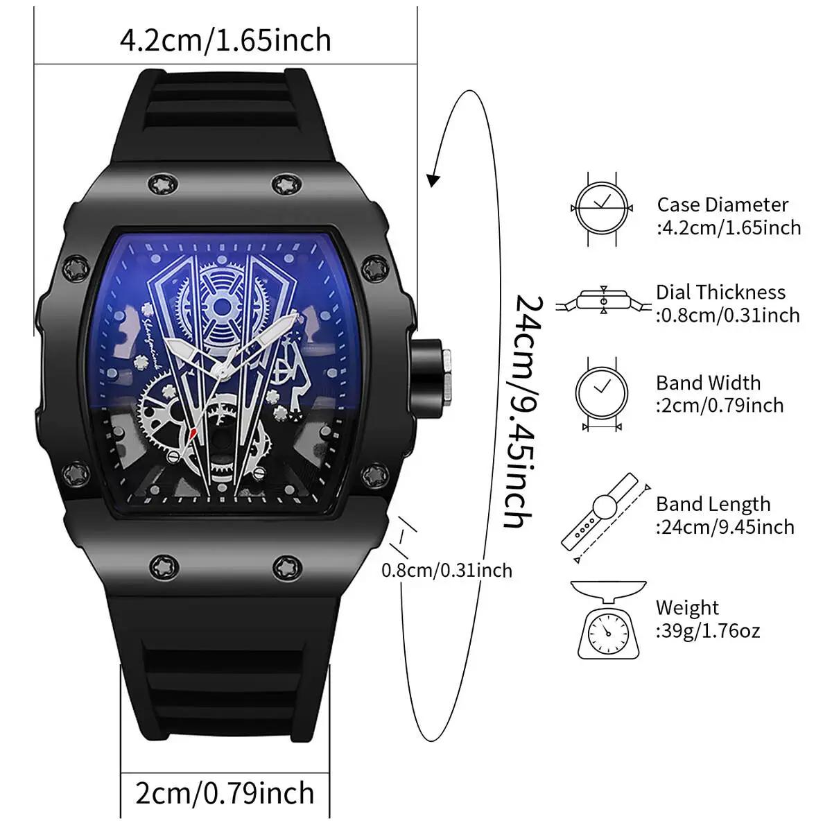 1/2 pièces de luxe grand cadran hommes montre à Quartz décontracté bracelet en Silicone hommes montr