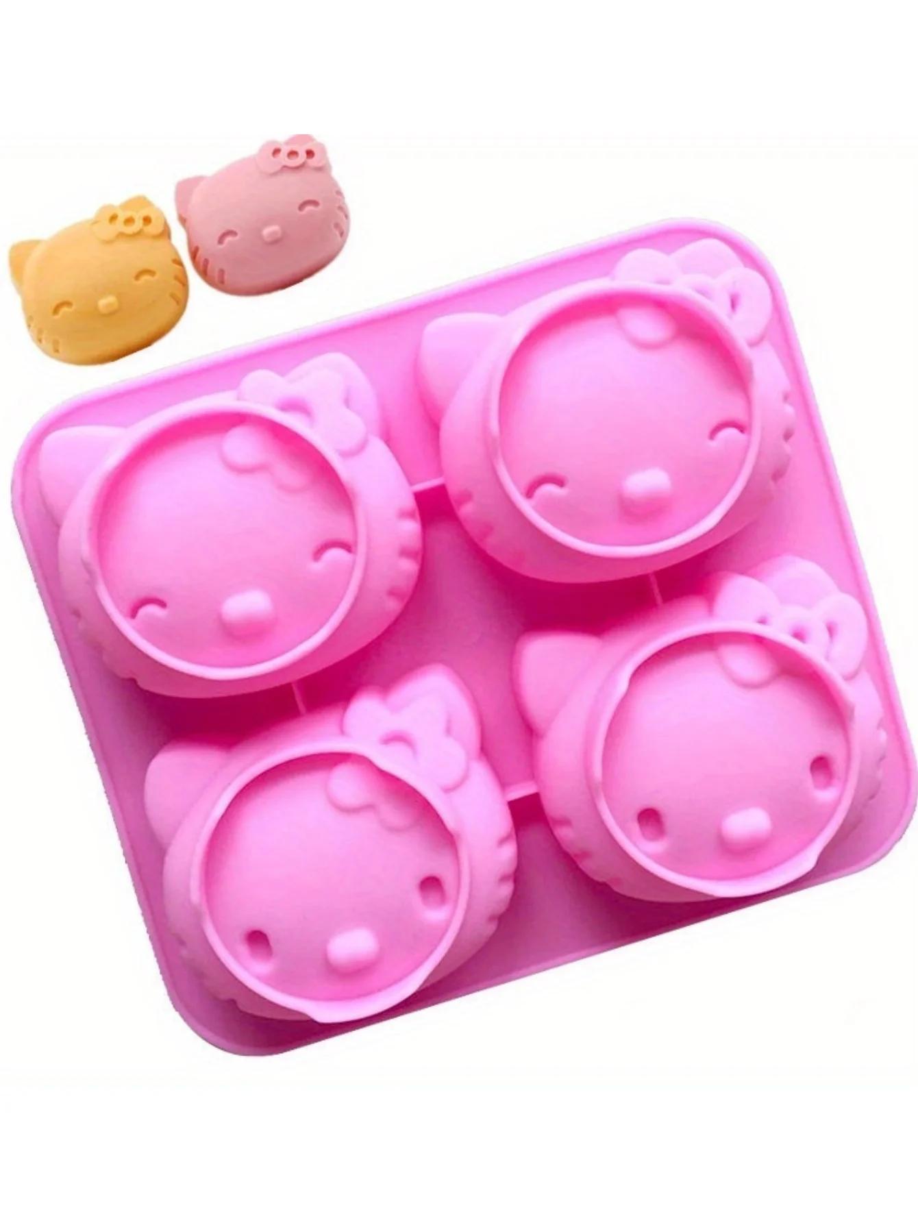 Moule de cuisson en silicone HelloKittys Kuromi Cinnamoroll, 4 cavités, qualité alimentaire, flexibl