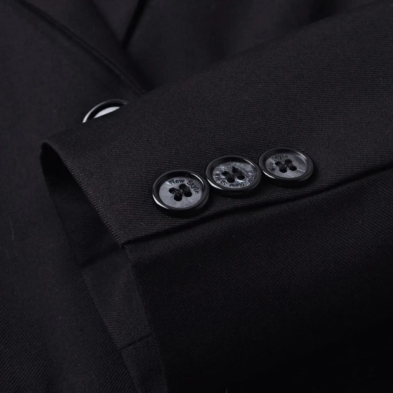 Ensemble de costume cranté pour garçon de 3 à 14 ans, veste de costume noire à un bouton, gilet, pan