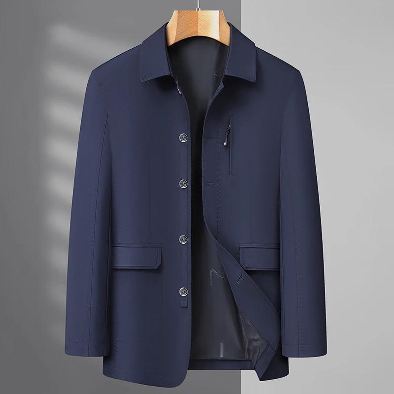Veste à col rabattu boutonnée pour homme, vêtement d'extérieur décontracté pour homme