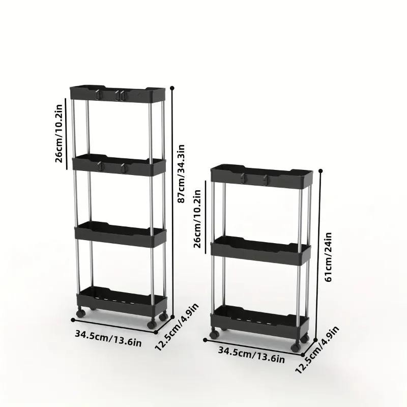 Chariot utilitaire roulant à 3/4 niveaux, 1 pièce, étagère de rangement, espace mobile, cuisine sall