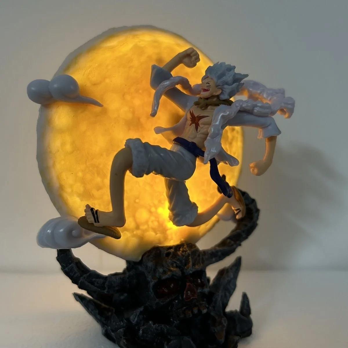 Figurine d'anime One Piece de 14cm, Luffy Gear 5, volant vers la lune avec lumière lunaire, figurine