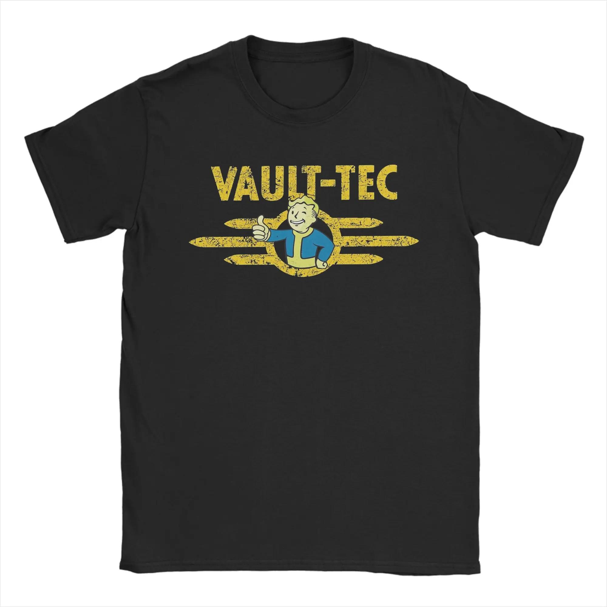 T-shirt Homme Distressed Vault-Tec 100% Coton Vêtements Loisirs Manches Courtes Col Rond Grande Tail