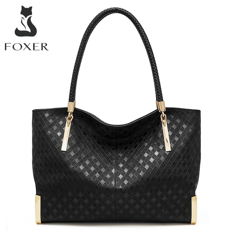 FOXER Sac à main en cuir véritable pour femme, design élégant et luxueux, sac à bandoulière pour fem