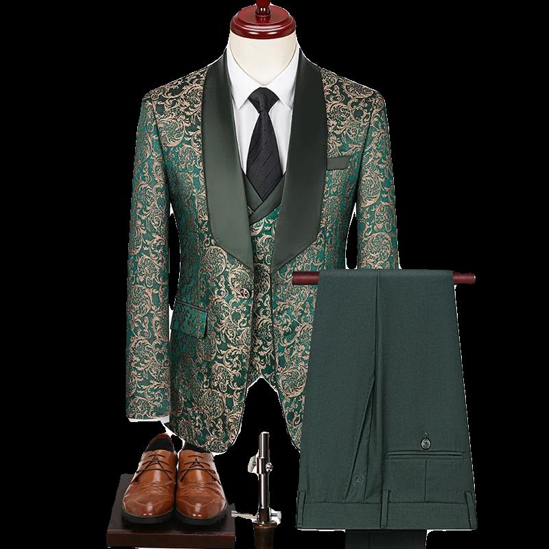 Printemps 2025 hommes Style britannique affaires décontracté trois pièces costume gilet pantalon hau