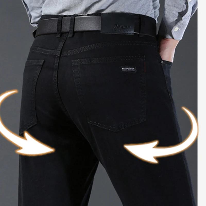 Hommes classique avancé marque de mode pur noir jean homme doux respirer Stretch mince droit Denim p