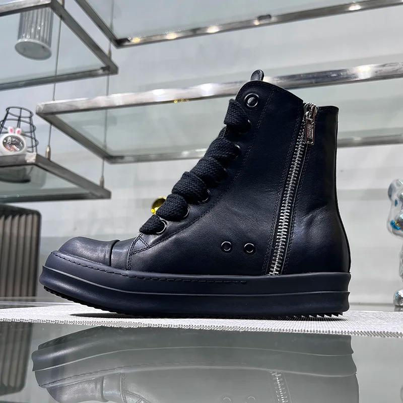 Haut Jumbo à lacets ligne principale semelle épaisse rouge concepteur luxe Sneaker en cuir Ro noir h