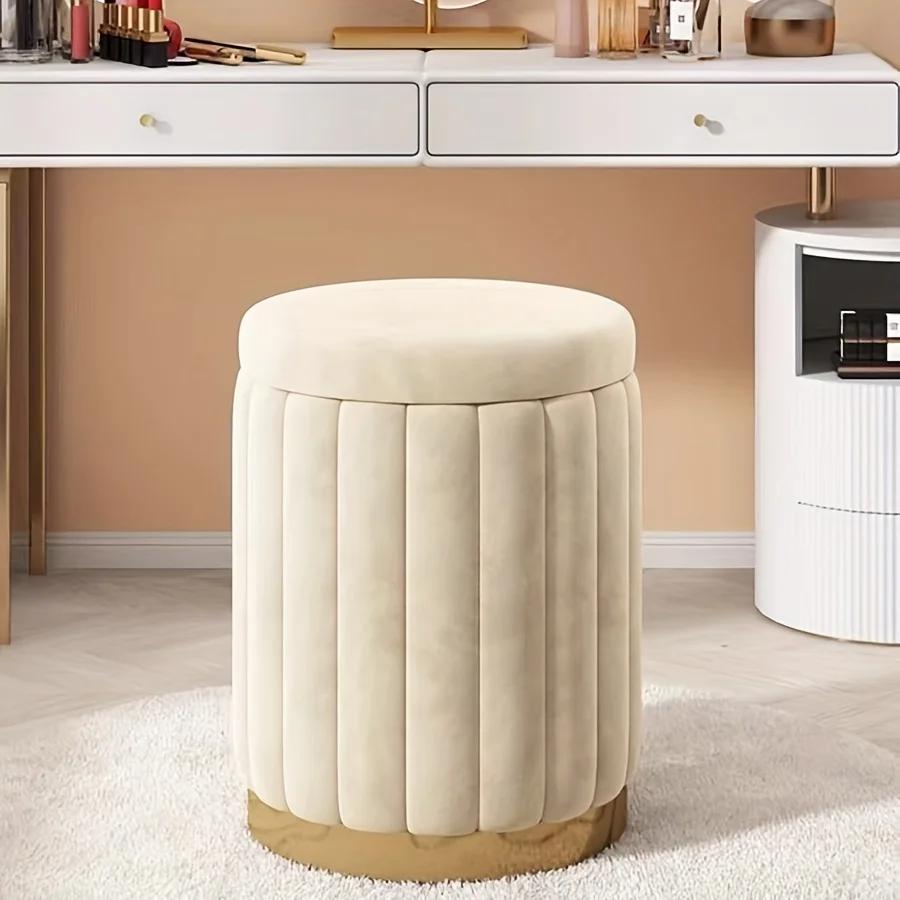 Tabouret de rangement à la mode, tabouret à langer, tabouret de maquillage, tabouret rond de coiffeu
