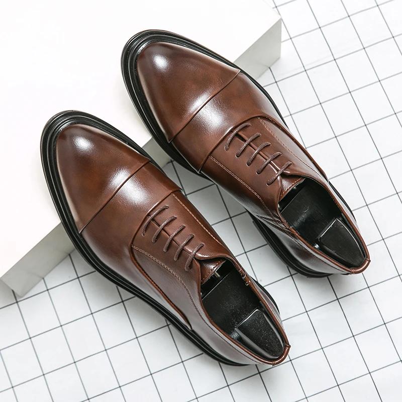 Chaussures en cuir véritable pour hommes, confortables, décontractées, formelles, à lacets, pour tou