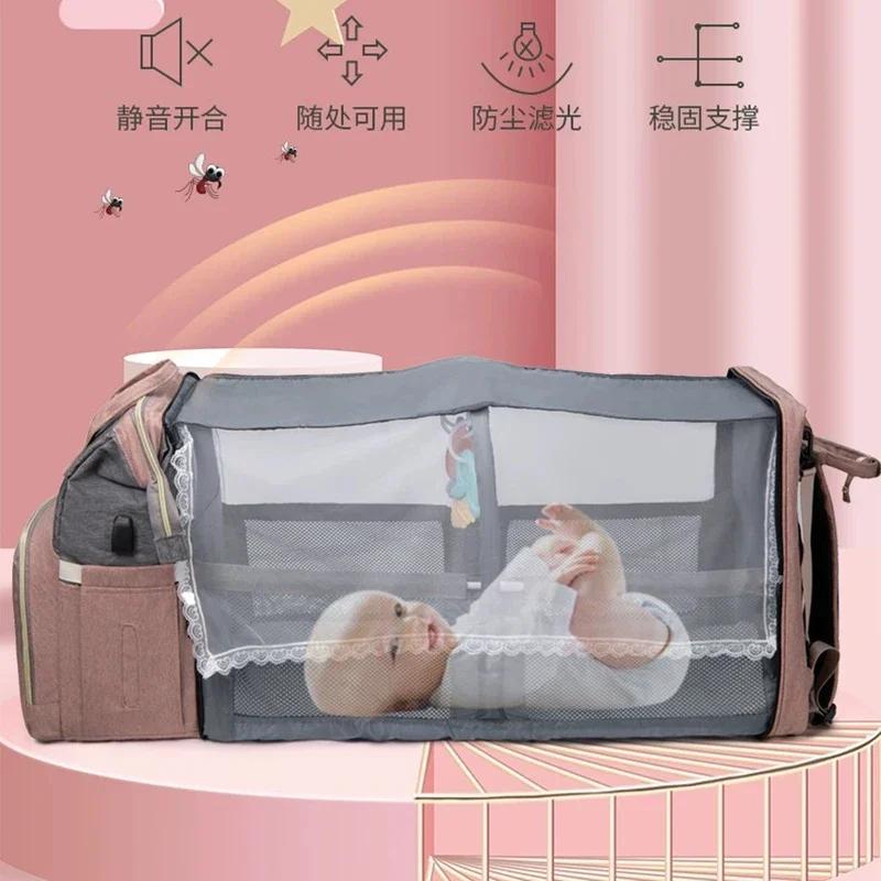Sac à Dos Pliable et Portable pour Maman, avec Lit CPull, Sangles, Grande Capacité, Sac à Couches AL