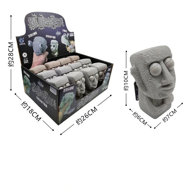 Statue Moai douce Stone Man pour enfants, libère un jouet anti-stress, rebondit lentement, yeux pres